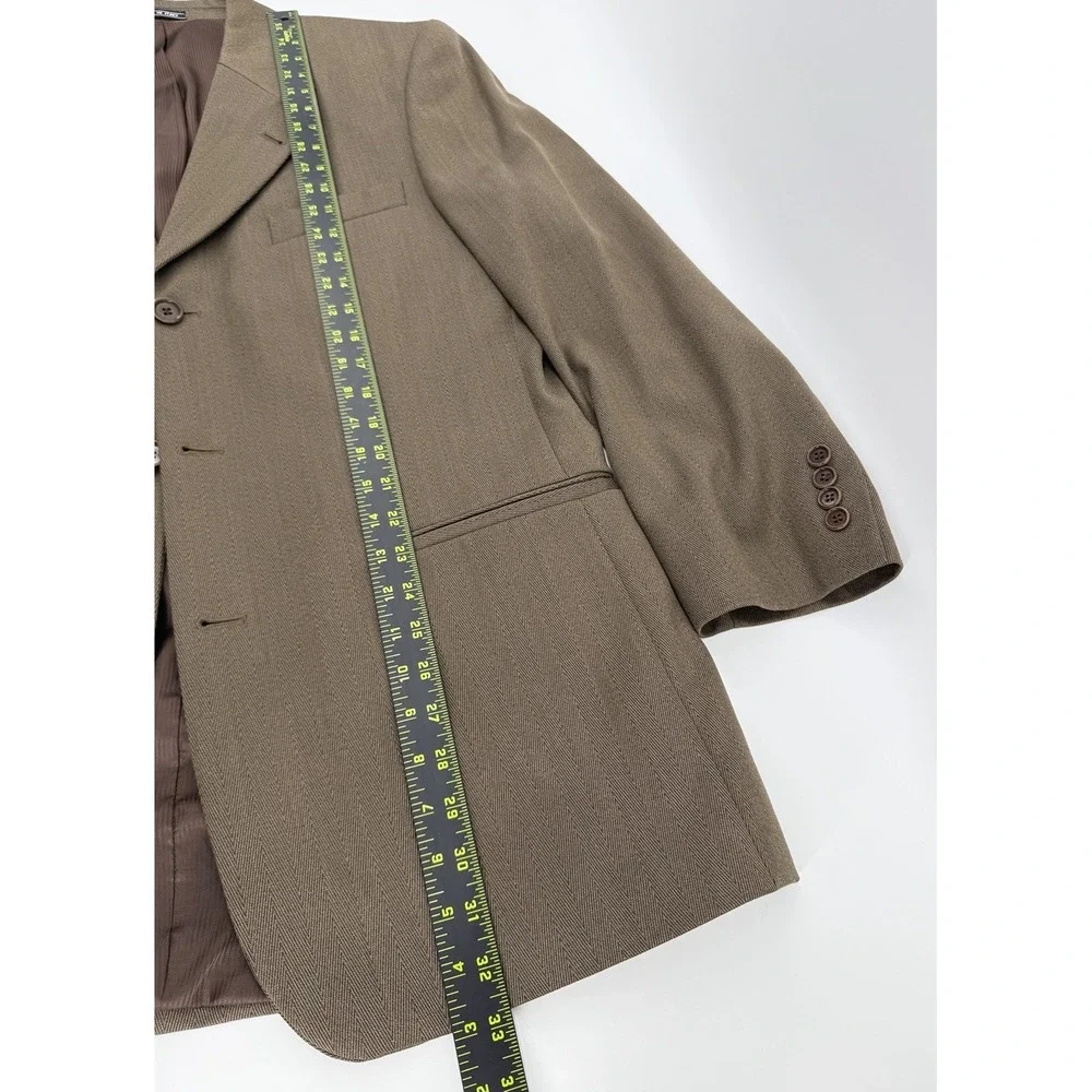 Zanetti Loro Piana Made In Italy Super 100s Merino Wool Brown Herringbone Blazer